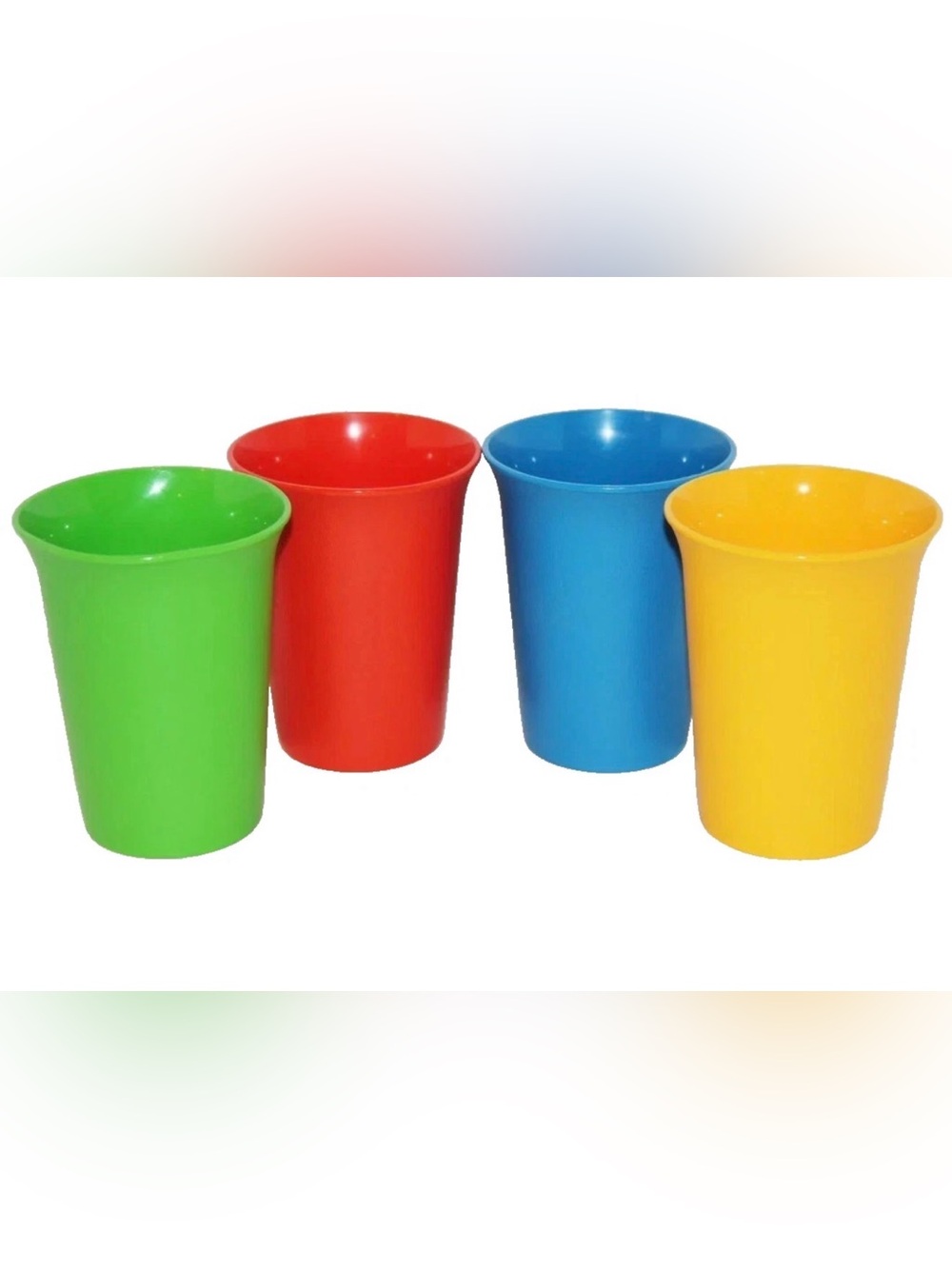 4 TUPPERWARE BELL KIDS 7OZ TUMBLERS BPA-FREE  PRIMARY RED GREEN YELLOW BLUE NEW